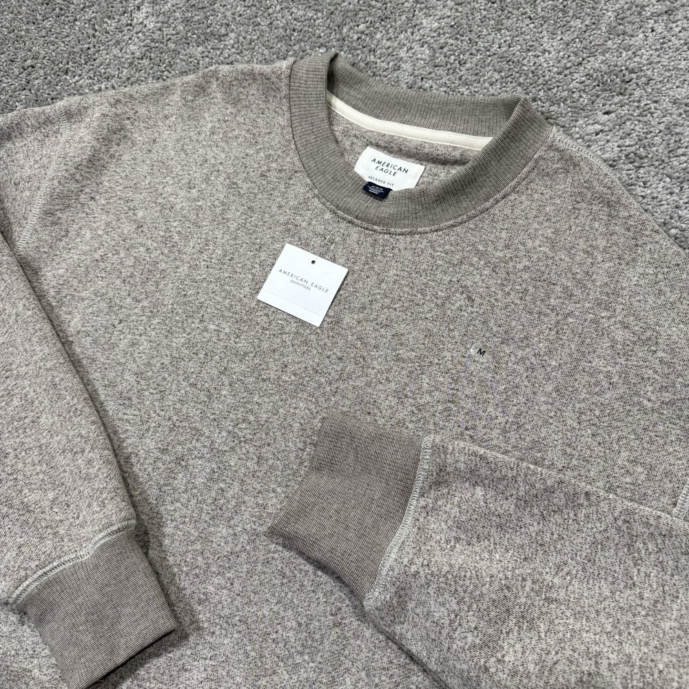 American Eagle Men's Long Sleeve Tan Relaxed Fit Sweatshirt Fleece Medium NWT